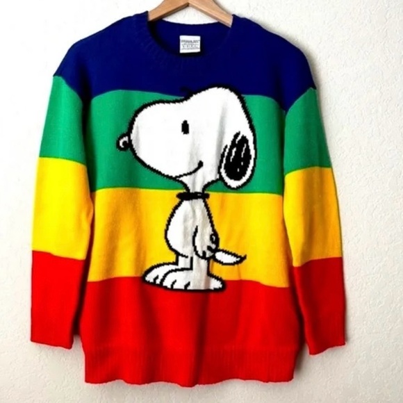 PEANUTS Snoopy x Forever 21 Knit Pullover Sweater Crewneck Rainbow Color… - Picture 2 of 7